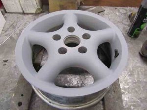 alloy wheel repair primer stage.